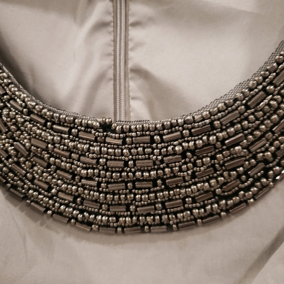 Adrianna Papell beaded neckline gathered front sleeveless dress size 6 - Picture 4 of 7